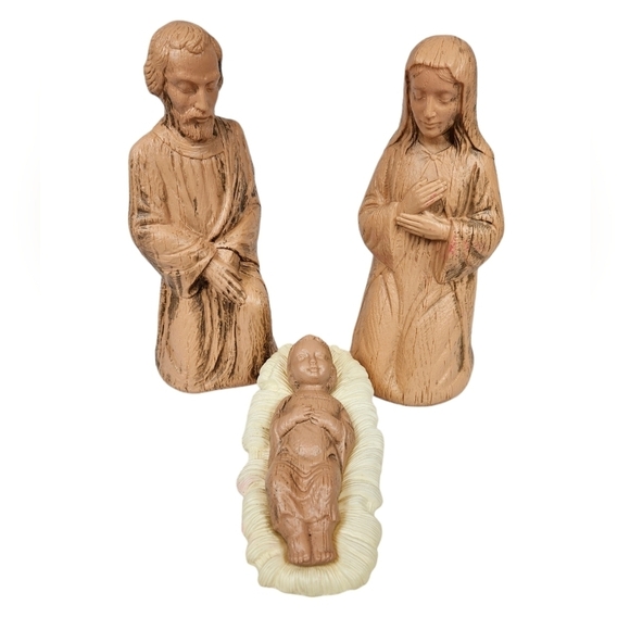 Vintage Empire Ornate Nativity Set Joseph Mary & Baby Jesus Blow Mold Set of 4 - Picture 7 of 7
